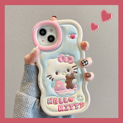 Suitable for IPhone 13 Phone Case IPhone 14 Promax Cute KT Cat 11 High-end Sense Niche 12 Leather Printing 14 Pro Cute Cartoon 13 Pro Women's New Plus Phone Case Popular 15