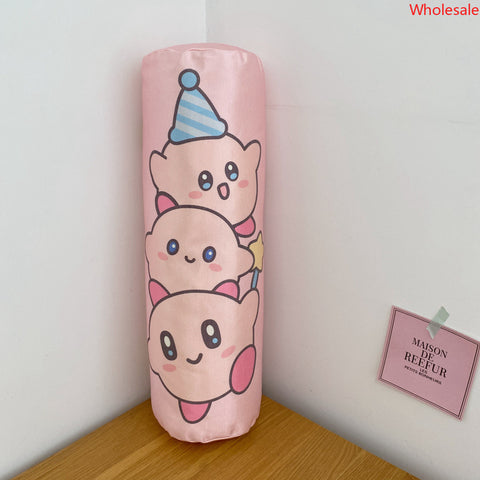 Cartoon Cylindrical Ice Silk Pillow, Kabi Little White Dog Long Strip Pillow, Strawberry Bear Plush Waist Rest