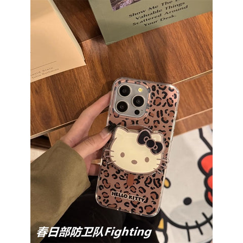 Leopard Black Butterfly Hellokitty Hello Kitty Magnetic Bracket for Apple 15 Mobile Phone Case IPhone14promax/13/12 Protective Cover 11