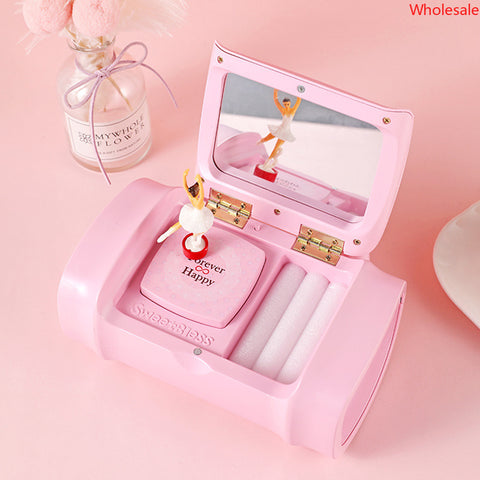 Colorful Flash Handbag Music Box Music Box Creative Dancing Girl KT Children&#039;s Jewelry Box Gift