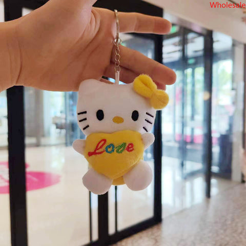 Toy KT Cat Plush Doll Key Chain Pendant Love Kitten Couple Bag Ornaments Grab Machine Doll.