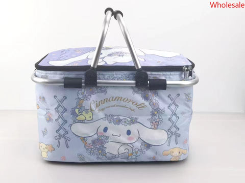 Sanrio Folding Outdoor Picnic Basket, Ice Pack, Shopping Basket, Portable Insulation Bag, Large Tote Basket