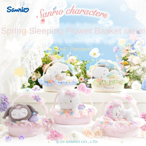 Sanrio Sanrio Spring Sleep Flower Basket Series Kuromi Melody HelloKitty Doll Pendant