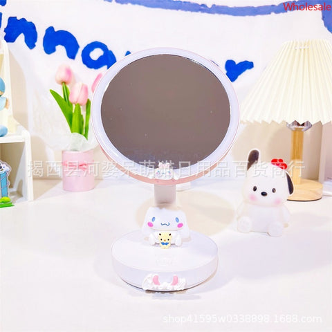 Sanrio Desk Mirror Small Desk Lamp In Student Dormitory Adjustable Mirror with Lamp Bedroom Gadget