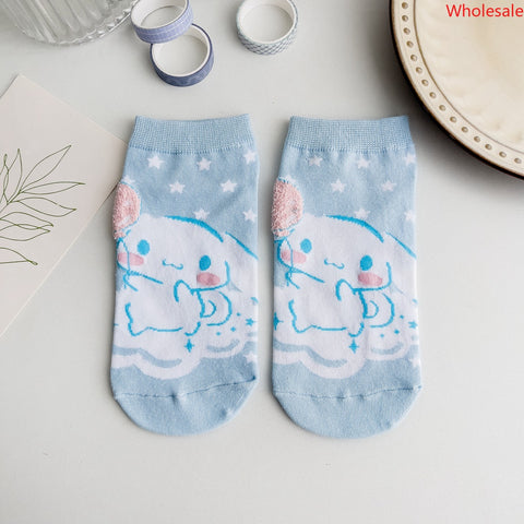 Cinnamoroll New Spring and Summer Cartoon Socks Female Cute Puppy Socks Korean Women&#039;s Boat Socks Combed Cotton Socks