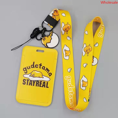 Gudetama Long Rope ID Set Student Subway Card Access Control Card Loss Prevention Card Set Public Transport Card Work Permit Hanger