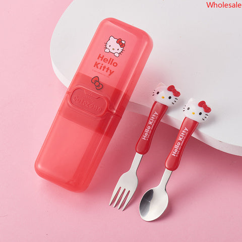 HELLO KITTY Children's Chopsticks Training Chopsticks 3 Year Old Baby Practice Learning 2 Spoons 6 Girls' Tableware Stage 1 and Stage 2