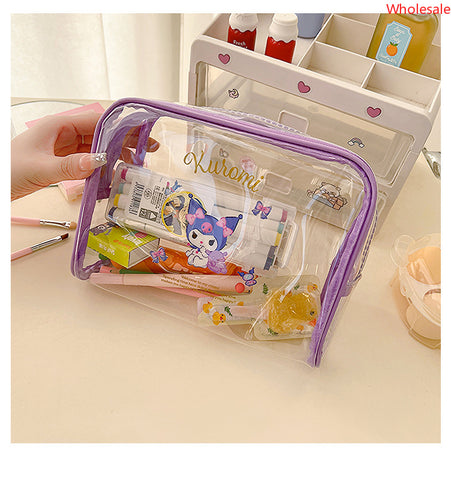 Sanrio Stationery Cosmetic Storage Bag, cute and sweet, hand in hand, bag zipper, large capacity makeup