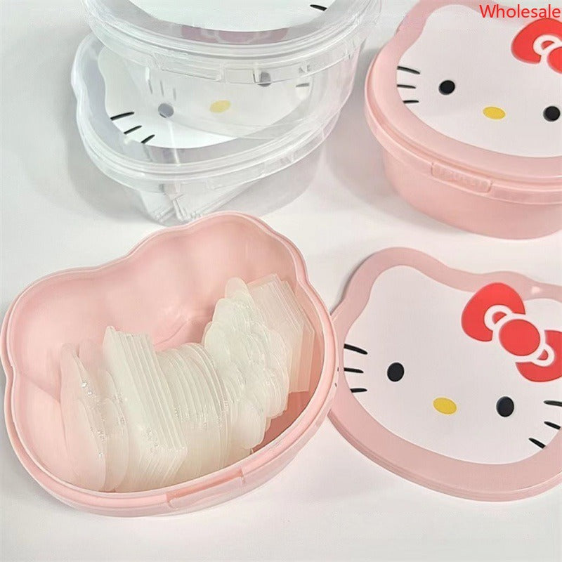 Transparent Pink KT Cat Storage Box Cartoon Multifunctional Plastic Box Food Sealing Preservation Box with Lid