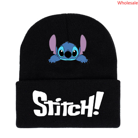 Star Baby Stitchy Print Knitted Hat Print Hip Hop Beanie Hat Hat for Men and Women Keep Warm for Autumn and Winter