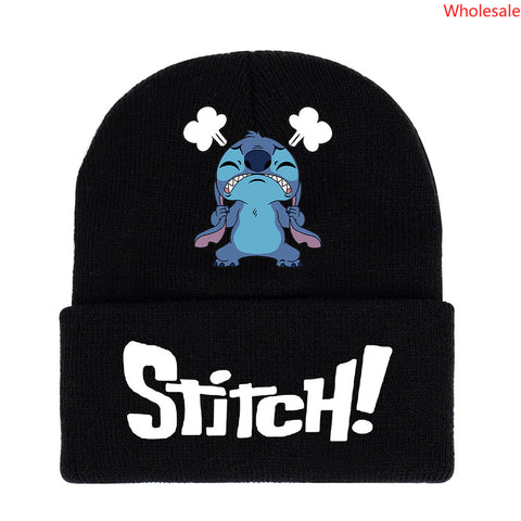 Star Baby Stitchy Print Knitted Hat Print Hip Hop Beanie Hat Hat for Men and Women Keep Warm for Autumn and Winter