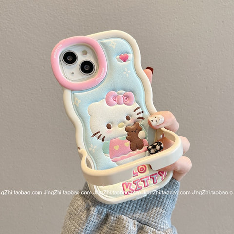 Suitable for IPhone 13 Phone Case IPhone 14 Promax Cute KT Cat 11 High-end Sense Niche 12 Leather Printing 14 Pro Cute Cartoon 13 Pro Women's New Plus Phone Case Popular 15