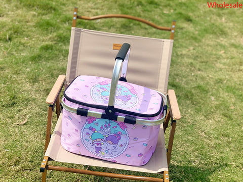 Sanrio Picnic Basket Outdoor Spring Outing Foldable Storage Basket Picnic Insulation Basket Camping Picnic Portable Basket