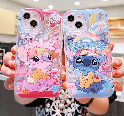 Sanrio Stich&Angel Soft iPhone Cases Suitable for iPhone 7-15 Pro Max