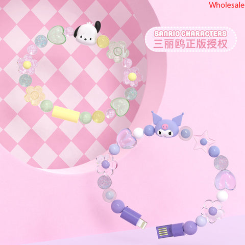 New Sanrio Bracelet Data Cable Girl Gift Jewelry Mobile Phone Charger Portable for Apple