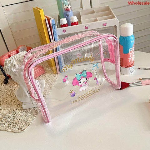 New Sanrio Cartoon Transparent Pen Bag Waterproof Travel Wash Bag Large Capacity Portable Makeup Bag