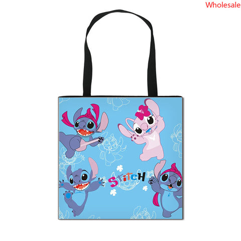 2023 New Stitchy Shopping Bag Cute Cartoon Peripheral Portable Handbag Large Polyester Storage Bag