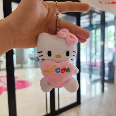 Toy KT Cat Plush Doll Key Chain Pendant Love Kitten Couple Bag Ornaments Grab Machine Doll.