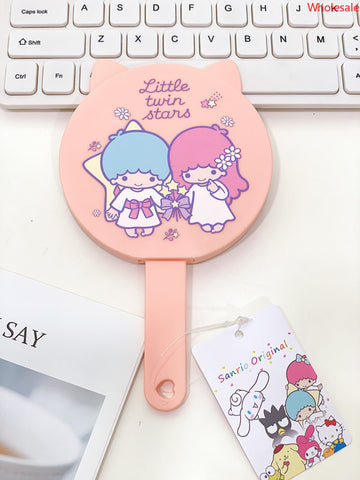 Sanrio Holding Make-up Mirror Student Girl Heart Small Portable Handle Mirror