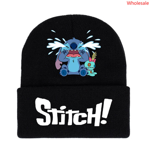 Star Baby Stitchy Print Knitted Hat Print Hip Hop Beanie Hat Hat for Men and Women Keep Warm for Autumn and Winter