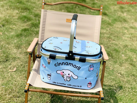 Sanrio Picnic Basket Outdoor Spring Outing Foldable Storage Basket Picnic Insulation Basket Camping Picnic Portable Basket