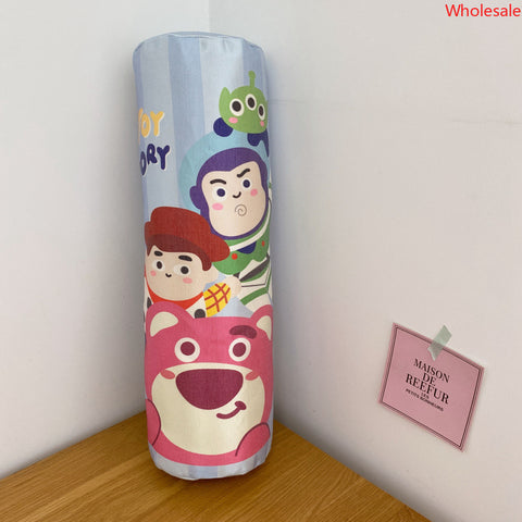 Cartoon Cylindrical Ice Silk Pillow, Kabi Little White Dog Long Strip Pillow, Strawberry Bear Plush Waist Rest