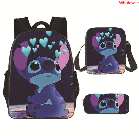 New Stitch Three-piece Backpack Crossbody Bag Pencil Case