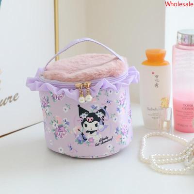 Sanrio Portable High-quality Large Capacity Princess Wind Portable Cosmetic Bag Wash Bag Cylinder Makeup Storage