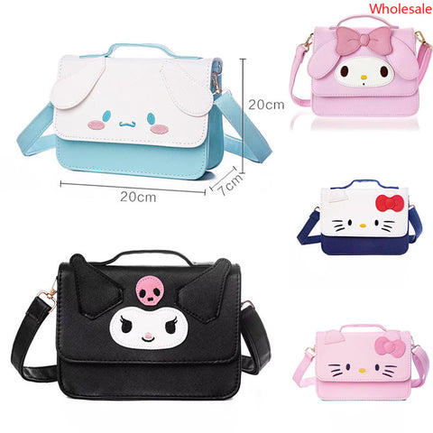 Sanrio Kulomi Diagonal Bag Girl Heart Mobile Phone Key Bag PU Waterproof Leather Handbag