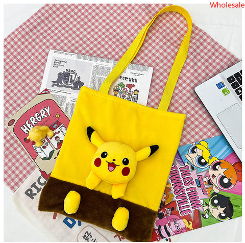 Cute Cartoon New Fashion Plush Cute Cute Handheld Large Capacity Plush Shopping Bag Make-up School Bag