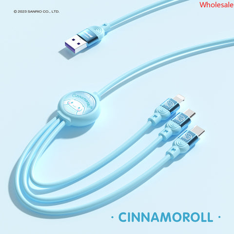 Sanrio 66W Super Fast Charging Data Cable, Flash Charging, One Drag Three Charging Cable, Applicable To Apple Typec