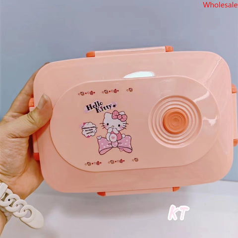 New Cartoon Sanrio Plastic Microwave Oven Three Compartment Student Lunch Box Office Worker Cute Fresh-keeping Box Bento Box