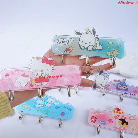 Creative Sanrio Traceless Wall Hook, Three Hooks, Five Hooks, A Row of Holes Free, Sticky Hooks, Dormitory Kitchen Hooks