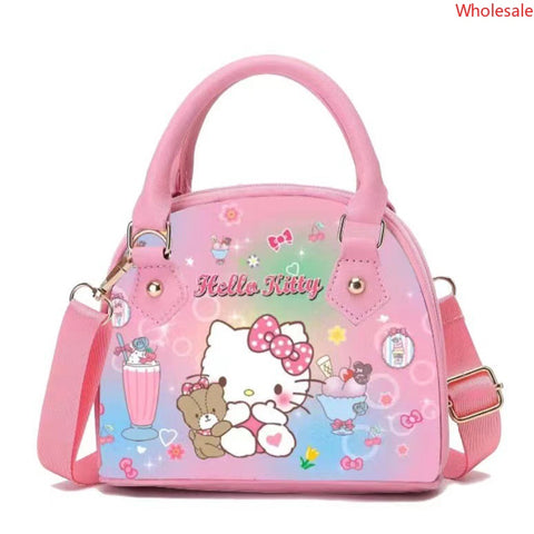 Sanrio Printed Gradient Zipper Handbag Leather Waterproof Crossbody One Shoulder Small Bag