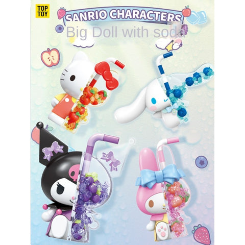 TOPTOY Sanrio Building Blocks Wonderful Adults Even Bubble Soda Building Blocks Kuromi Big-eared Dog Kitty Ornaments