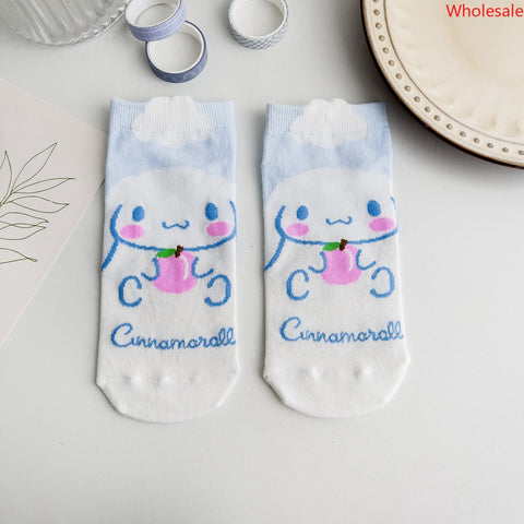 Cinnamoroll New Spring and Summer Cartoon Socks Female Cute Puppy Socks Korean Women&#039;s Boat Socks Combed Cotton Socks