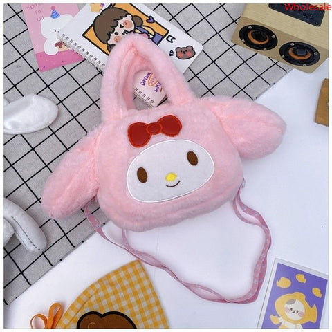 Sanrio Cute Plush Handbag Bag Multicolor Fluffy Small Satchel Grab Doll Crossbody Bag