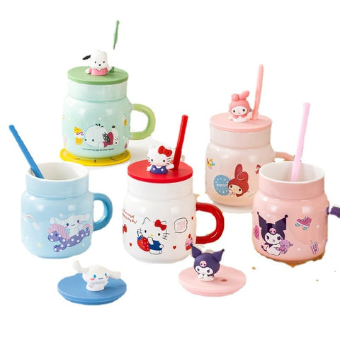 Sanrio Sanrio Hello Kitty Kuromi Cinnamoroll My Melody Straw Mug Water Cup 450ml