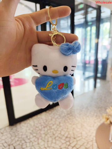 Toy KT Cat Plush Doll Key Chain Pendant Love Kitten Couple Bag Ornaments Grab Machine Doll.