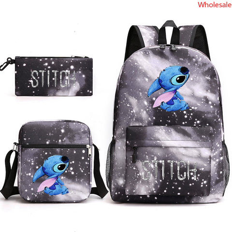 Shi Diqi Cartoon Printed Bag Set of Three Shi Dizai Pencil Case Shoulder Bag Backpack.