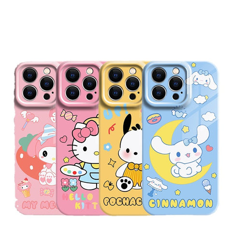 Apply Apple 14promax Mobile Phone Case 13 New 12 Women 15 Cute Hello Kitty Pink Iphone15pro Case 11 All-inclusive 14pro Niche Max Anti-fall Pm High Sense