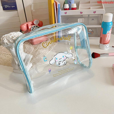 New Sanrio Cartoon Transparent Pen Bag Waterproof Travel Wash Bag Large Capacity Portable Makeup Bag