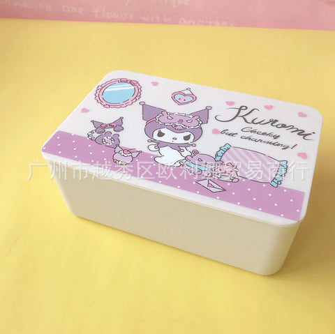 New Tissue Box Sanrio Sealed Mask Box with Lid, Large Capacity Wet and Dry Suction Box, Desktop Storage Box