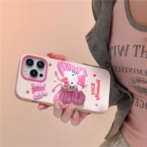 Sanrio 3D Silicone Stereoscopic Hello Kitty iPhone Cases Suitable for iPhone 11-15 Pro Max