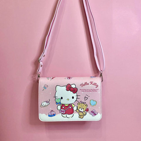 Cartoon Large-capacity Square Leather Waterproof Shoulder Bag Shopping Shoulder Strap Adjustable Magnetic Buckle Crossbody Bag Large