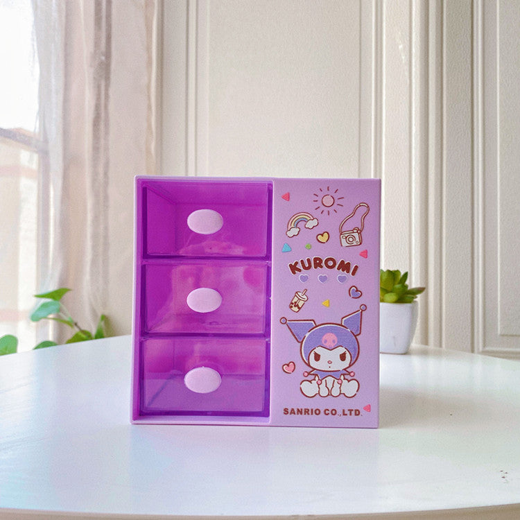 Cute Sanrio Girl Heart Desktop Multi-cosmetic Storage Box Creative Student Dormitory Pen Holder