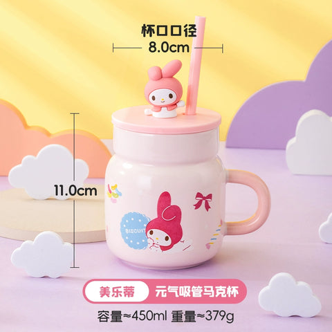 Sanrio Sanrio Hello Kitty Kuromi Cinnamoroll My Melody Straw Mug Water Cup 450ml