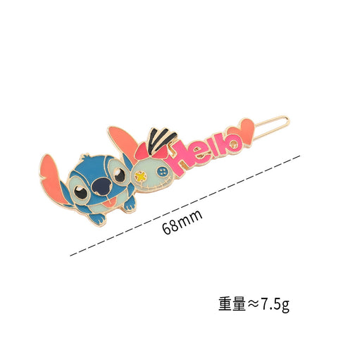 Cartoon Stitchy Hairpin Frog Buckle Metal Hollow Headwear with Sweet One Character Clip