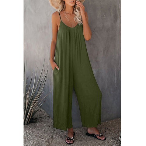 (S-3XL) Loose Jumpsuit Adjustable Straps w/Pockets(5 colors)