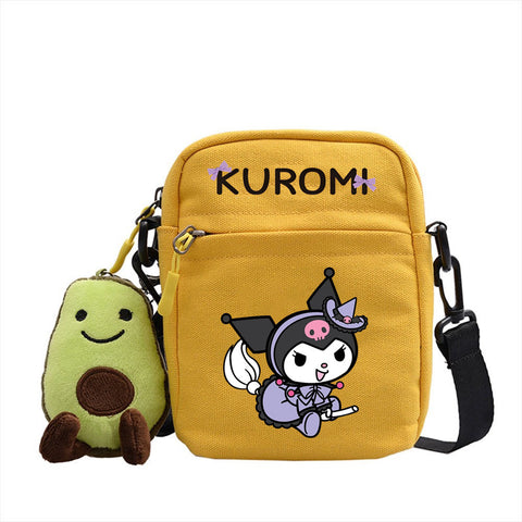 Kuromi Kuromi Backpack Anime Peripheral Diagonal Cross Bag Fashion Printed Small Square Bag Single Shoulder Diagonal Cross Men's and Women's Backpack